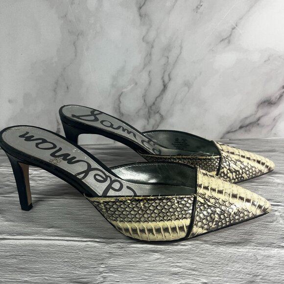 Sam Edelman Odelia Snake Print Leather Mule Pumps - Picture 1 of 12
